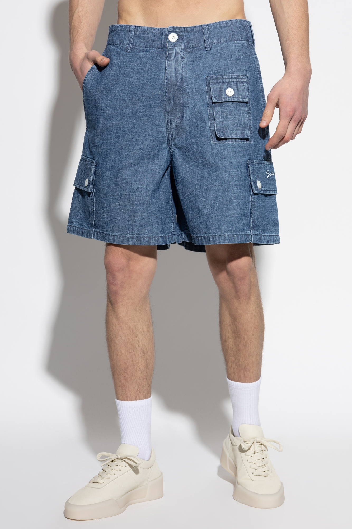 【関税込み】GIVENCHY CARPENTER SHORTS Givenchy - Wide-Leg Carpenter Denim Shorts - Blue Givenchy